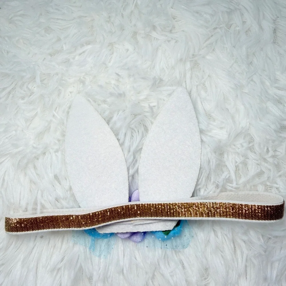 2 Floral Bunny Cat Ear Headbands Halloween Costume Dress Up Fairycore